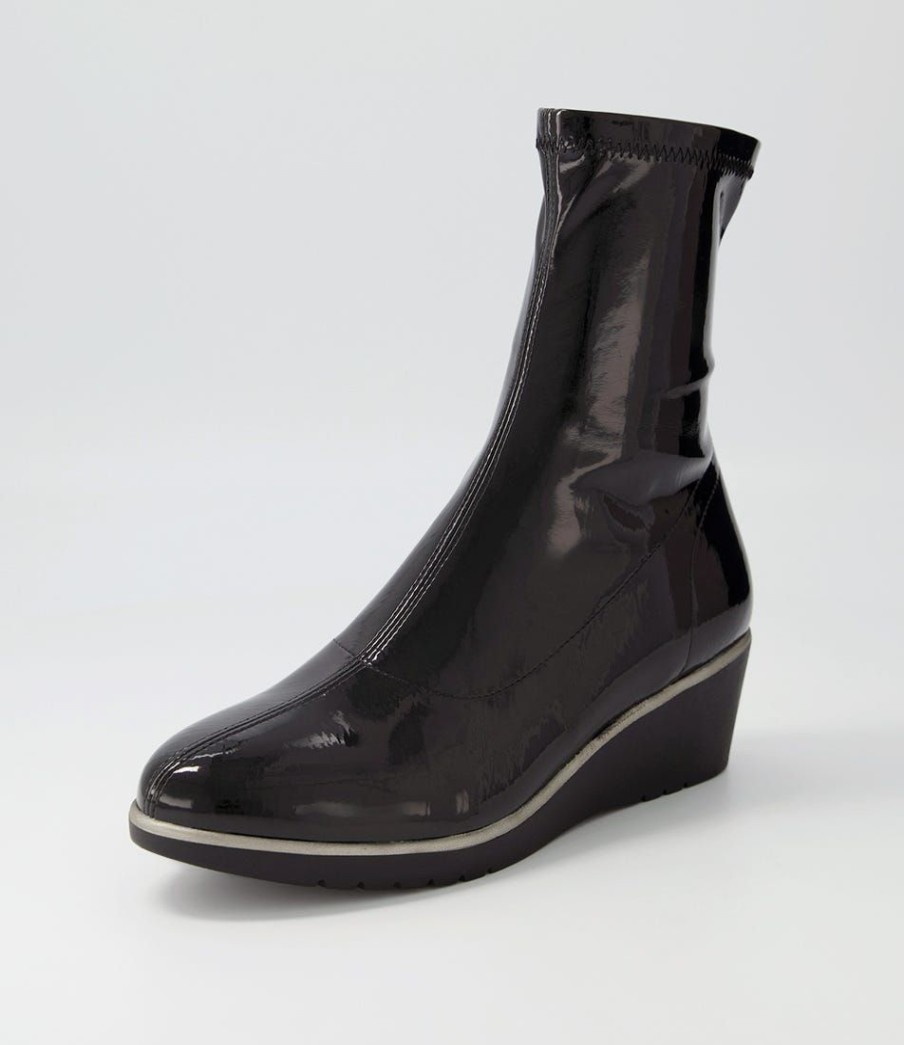 Shoes DJANGO & JULIETTE | Unax Black Stretch Patent Pu Ankle Boots