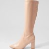 Shoes DJANGO & JULIETTE | Norass Dark Nude Stretch Patent Pu Knee High Boots