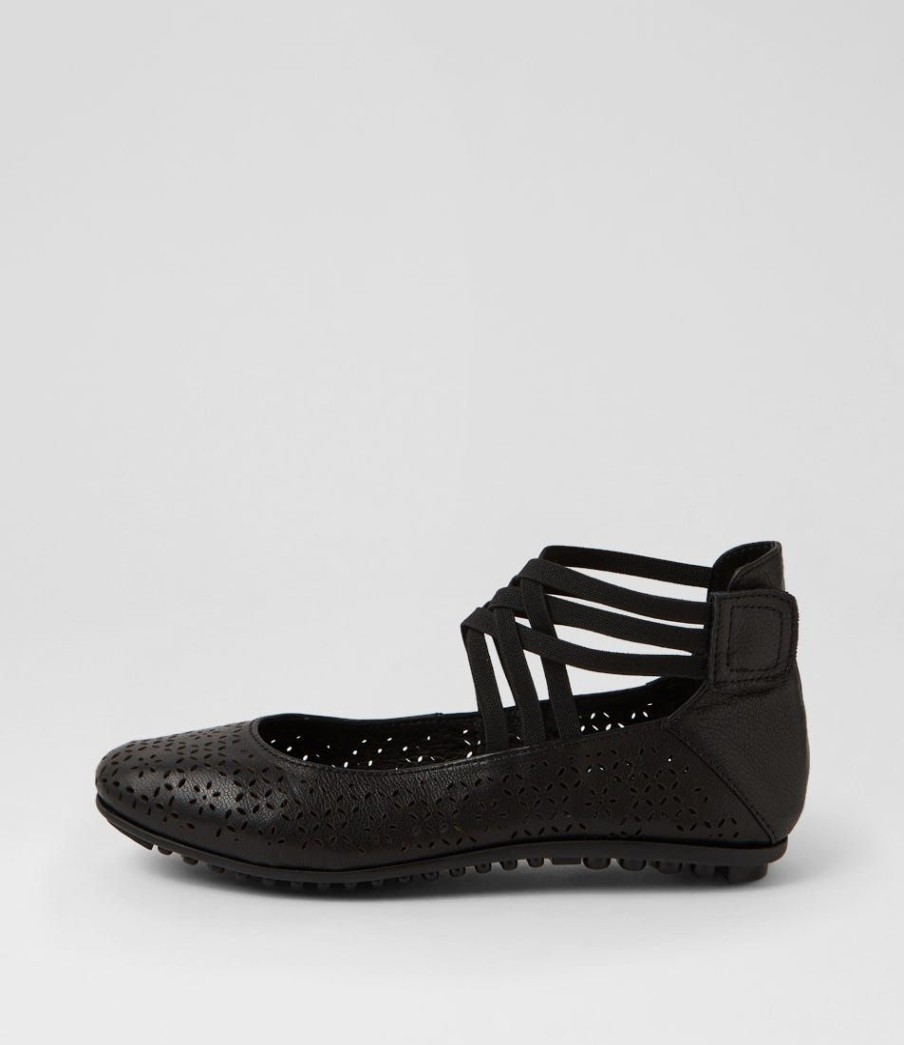 Shoes DJANGO & JULIETTE | Berna Black Leather Ballet Flats