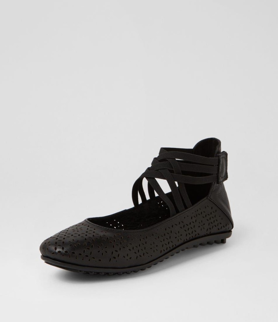 Shoes DJANGO & JULIETTE | Berna Black Leather Ballet Flats