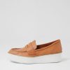 Shoes ZIERA | Zulie W Dark Tan White Leather Loafers