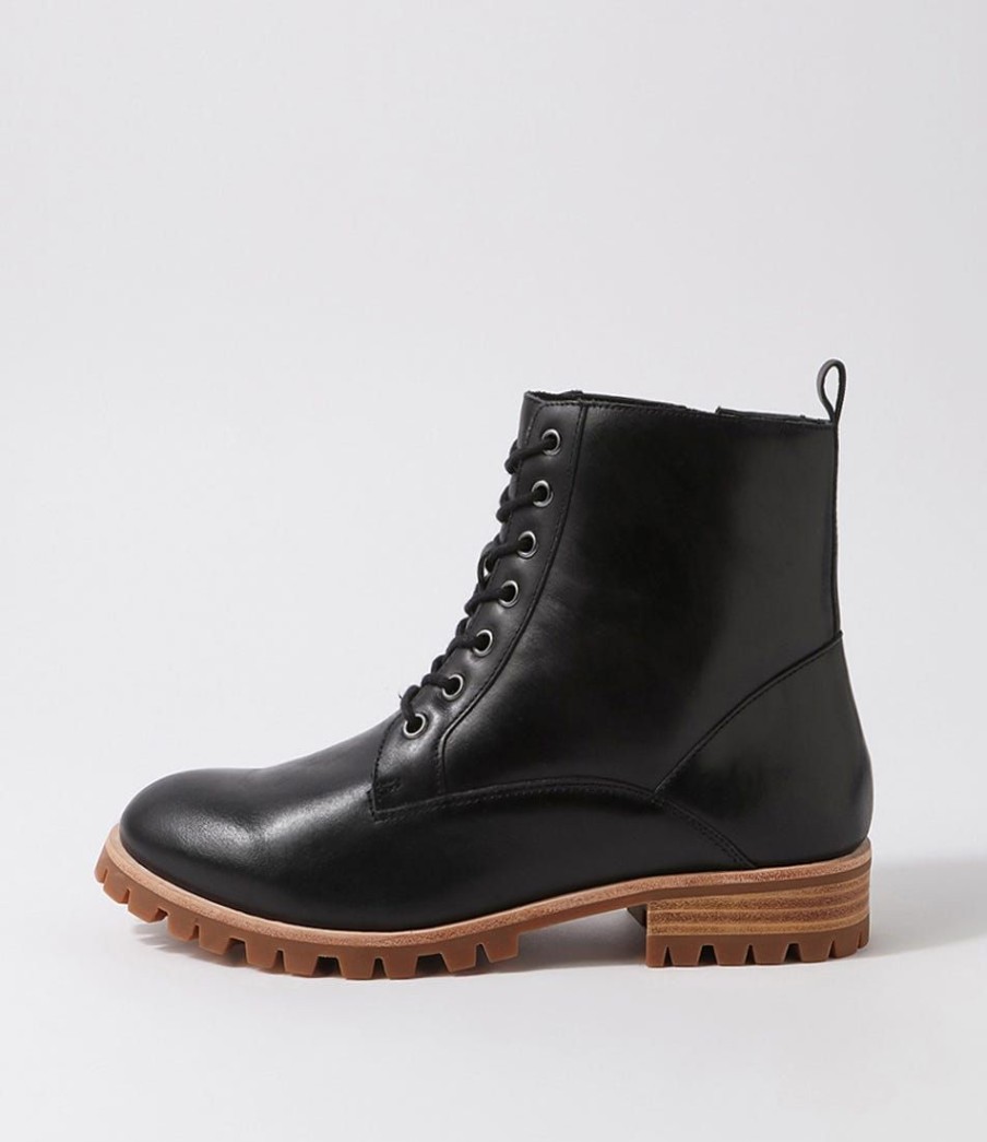 Shoes ZIERA | Minoru W Black Leather Lace Up Boots