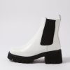 Shoes DJANGO & JULIETTE | Barakios White Black Leather Elastic Ankle Boots