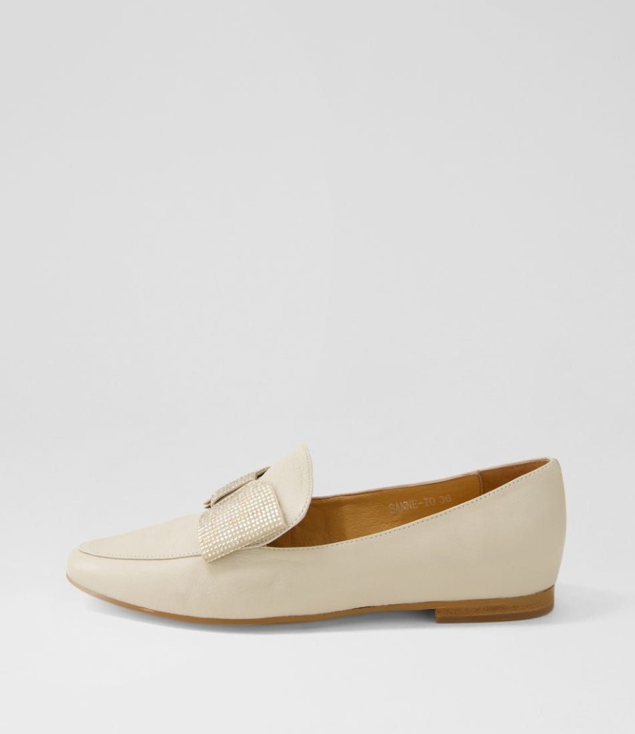 Shoes TOP END | Sanne Almond Gold Jewels Leather Loafers