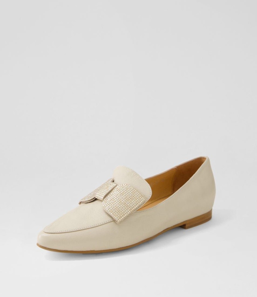 Shoes TOP END | Sanne Almond Gold Jewels Leather Loafers