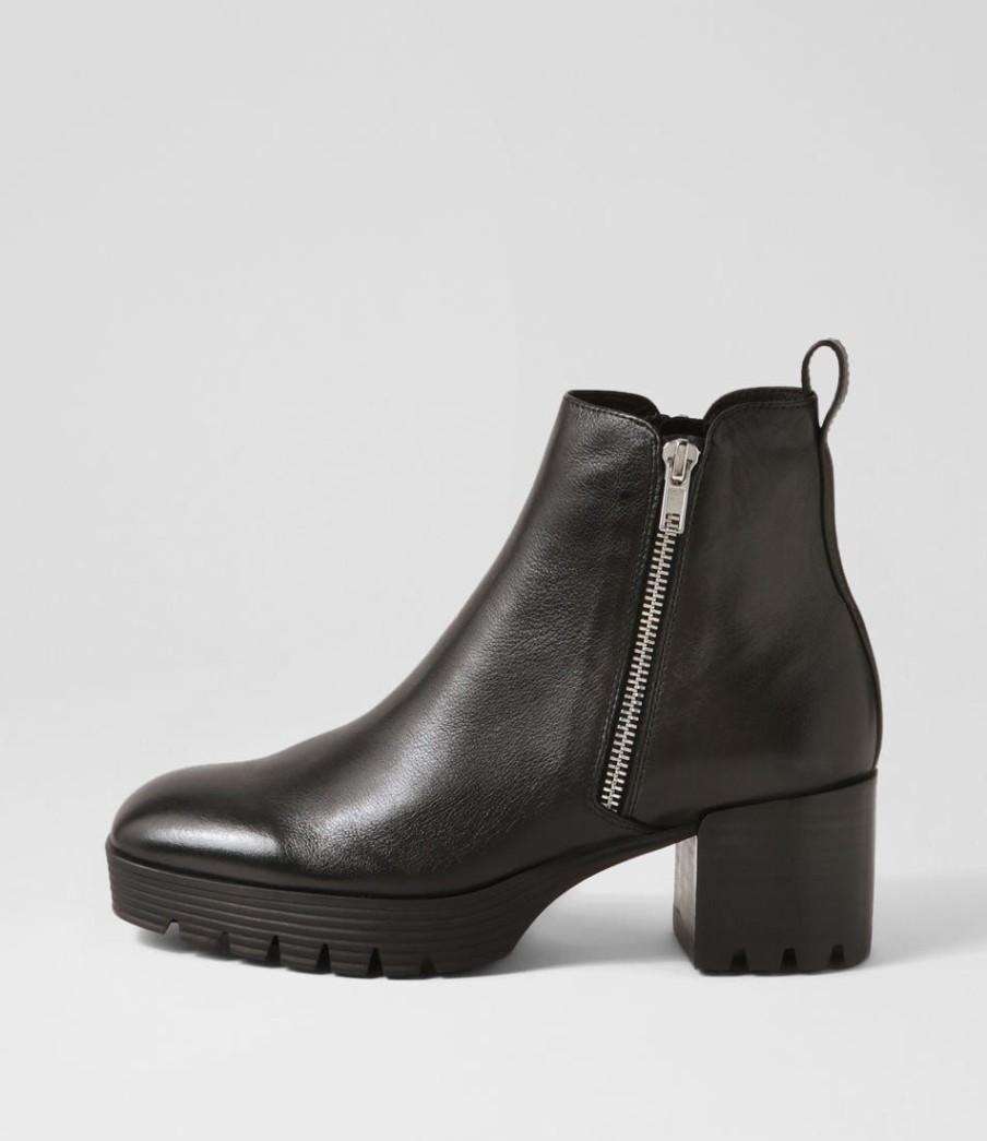 Shoes DJANGO & JULIETTE | Dinis Black Leather Ankle Boots