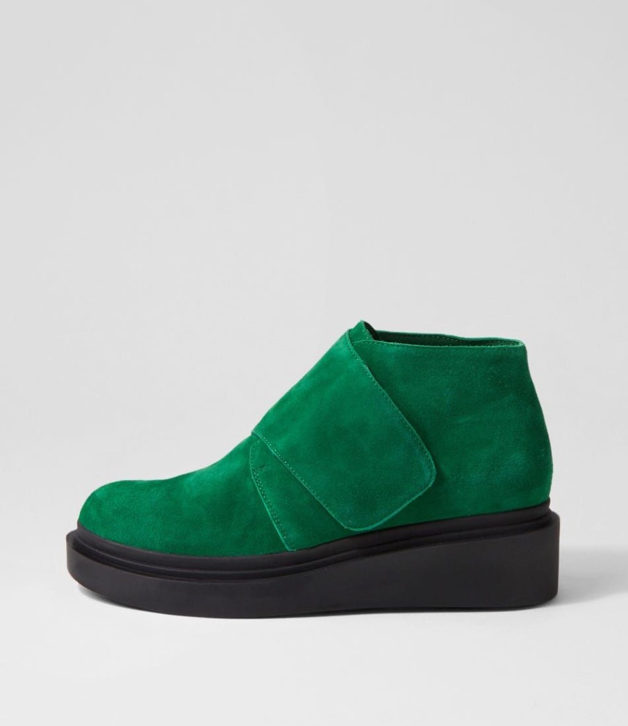 Shoes TOP END | Ziloch Dark Emerald Black Suede Ankle Boots