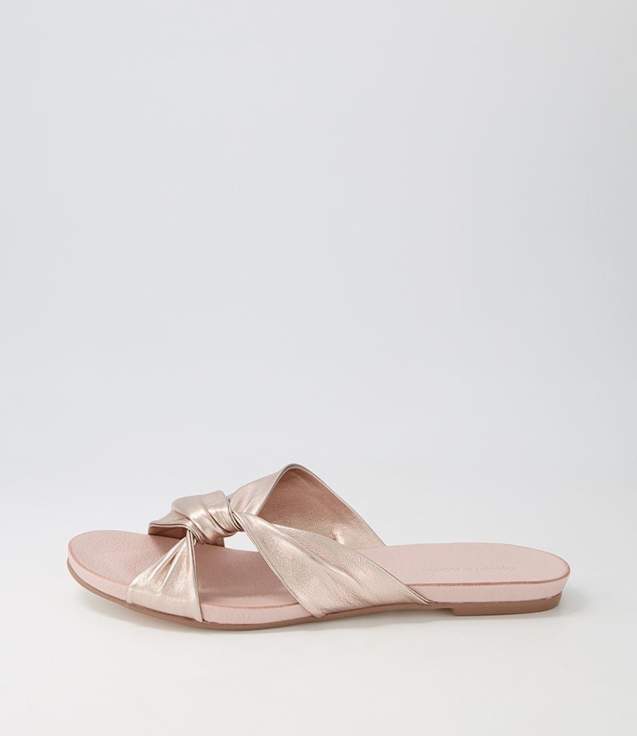 Shoes DJANGO & JULIETTE | Jacmel Pale Rose Gold Leather Slides