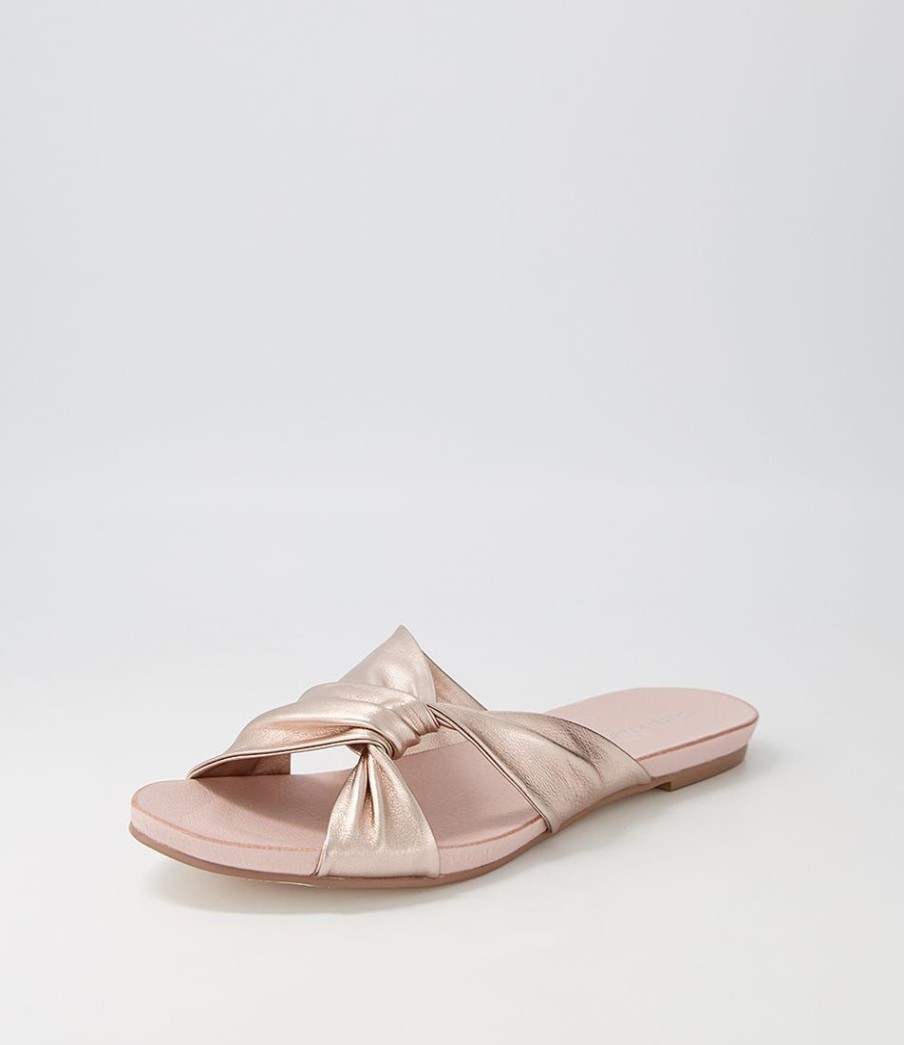 Shoes DJANGO & JULIETTE | Jacmel Pale Rose Gold Leather Slides