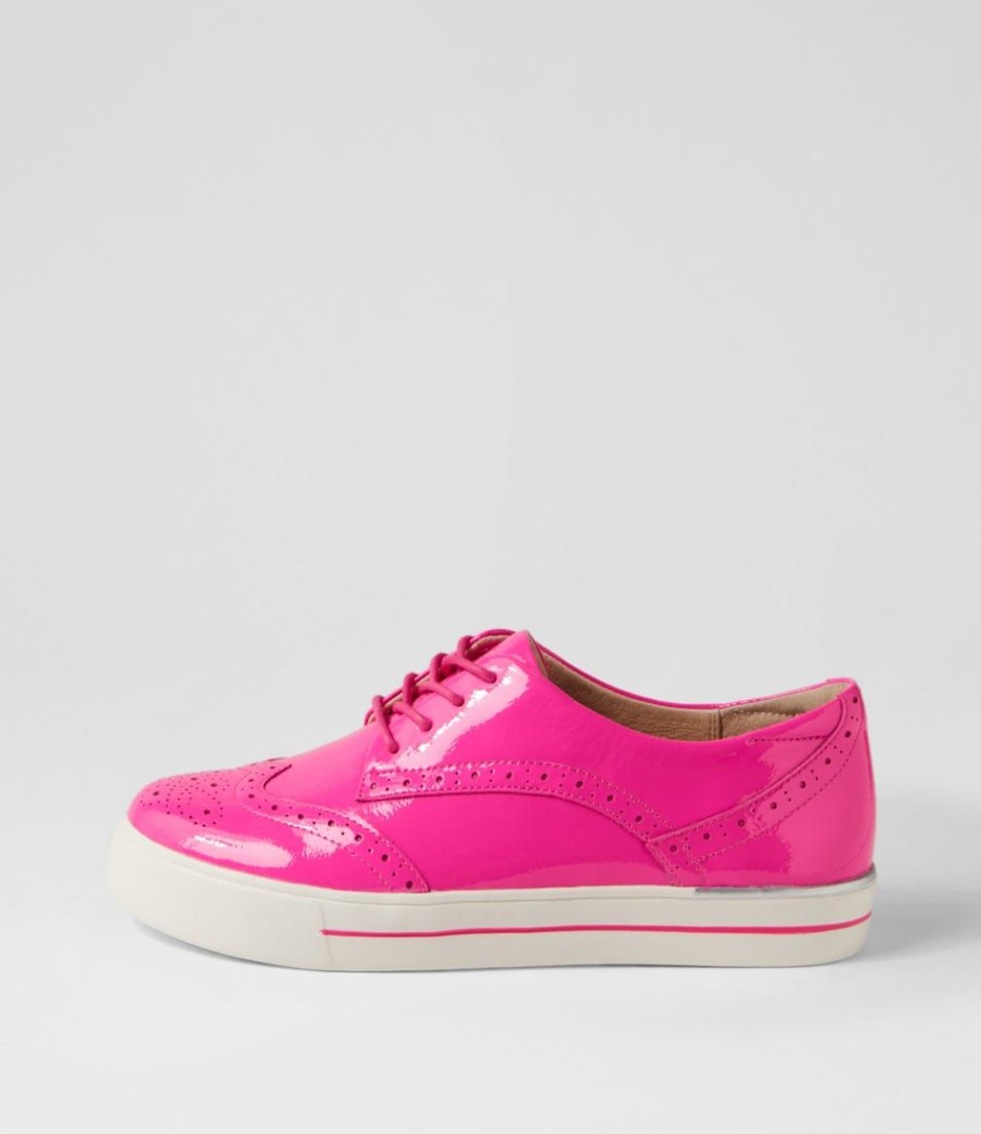 Shoes ZIERA | Alivia W Bright Pink Wrinkle Patent Sneakers