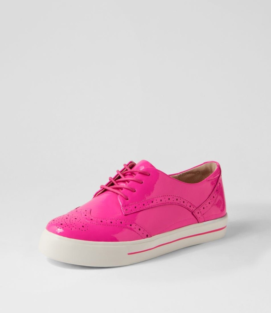 Shoes ZIERA | Alivia W Bright Pink Wrinkle Patent Sneakers