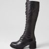 Shoes DJANGO & JULIETTE | Zari Black Leather Knee High Boots