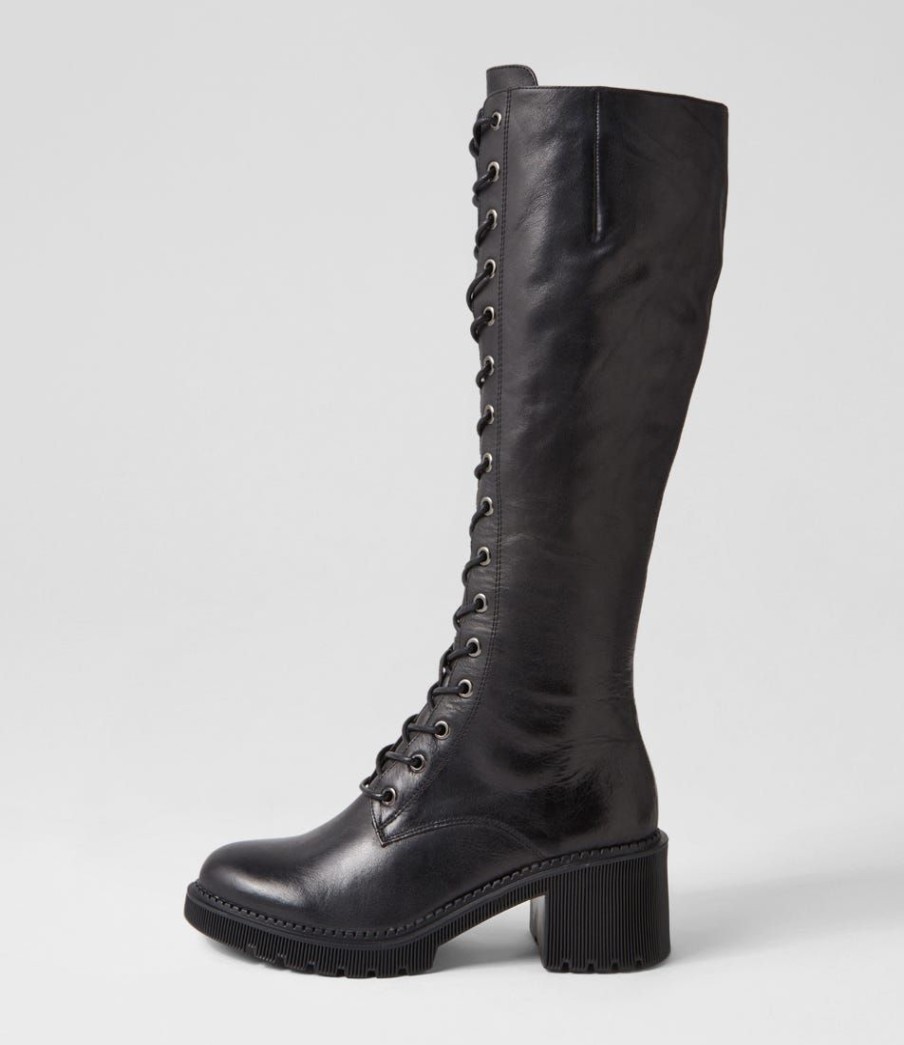 Shoes DJANGO & JULIETTE | Zari Black Leather Knee High Boots