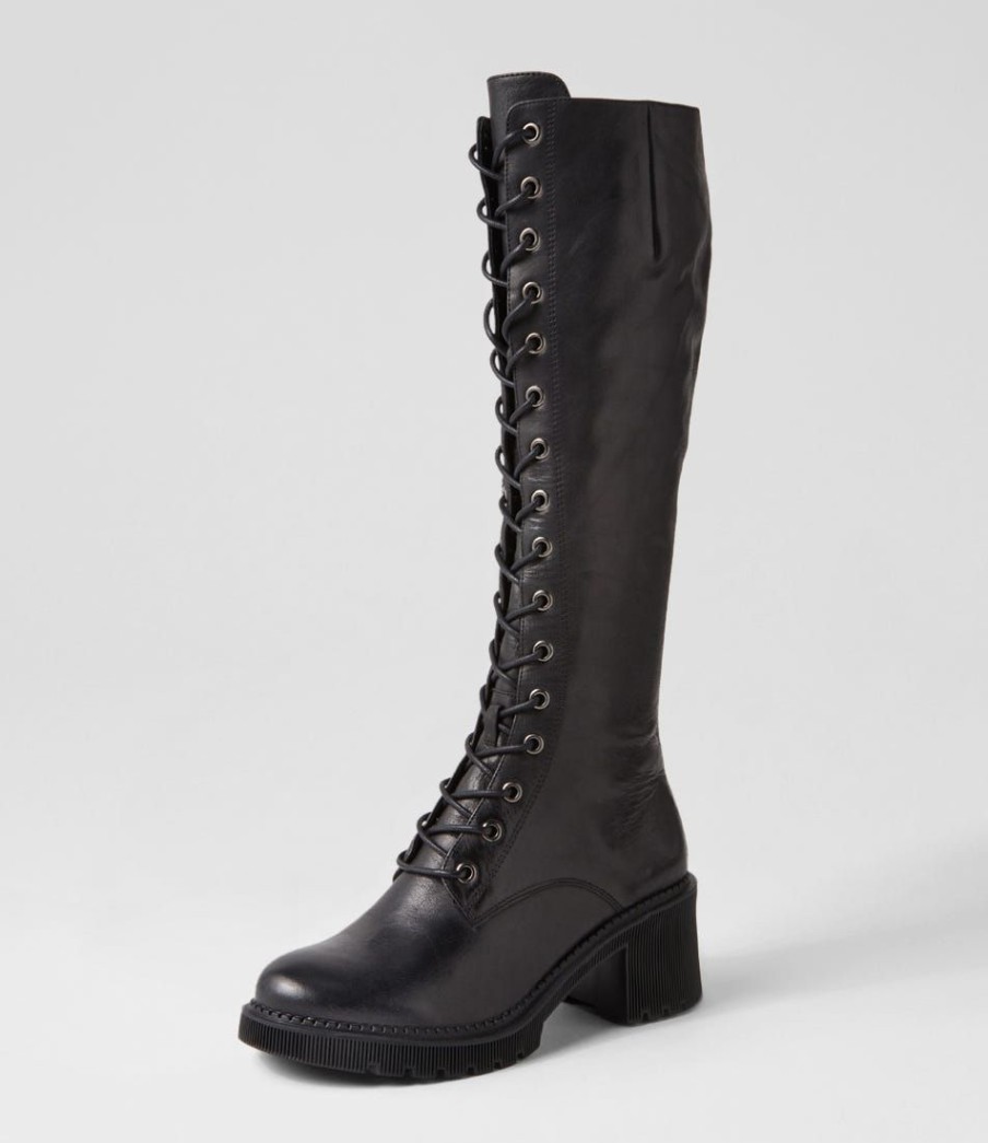 Shoes DJANGO & JULIETTE | Zari Black Leather Knee High Boots