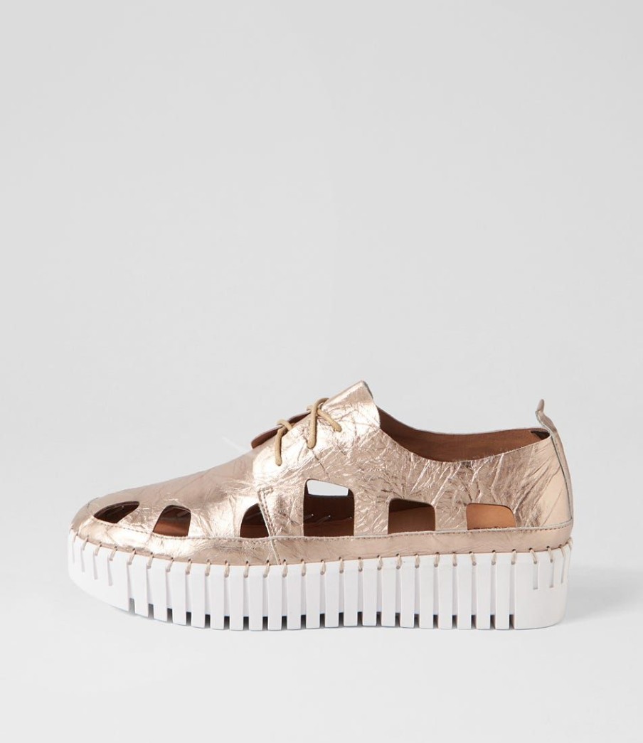 Shoes DJANGO & JULIETTE | Bahar Champagne Shine Leather Sneakers