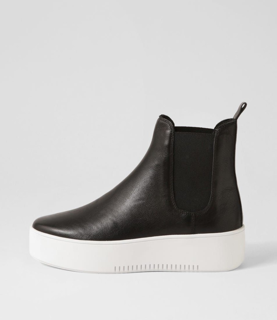 Shoes DJANGO & JULIETTE | Wylder Black White Leather Elastic Chelsea Boots