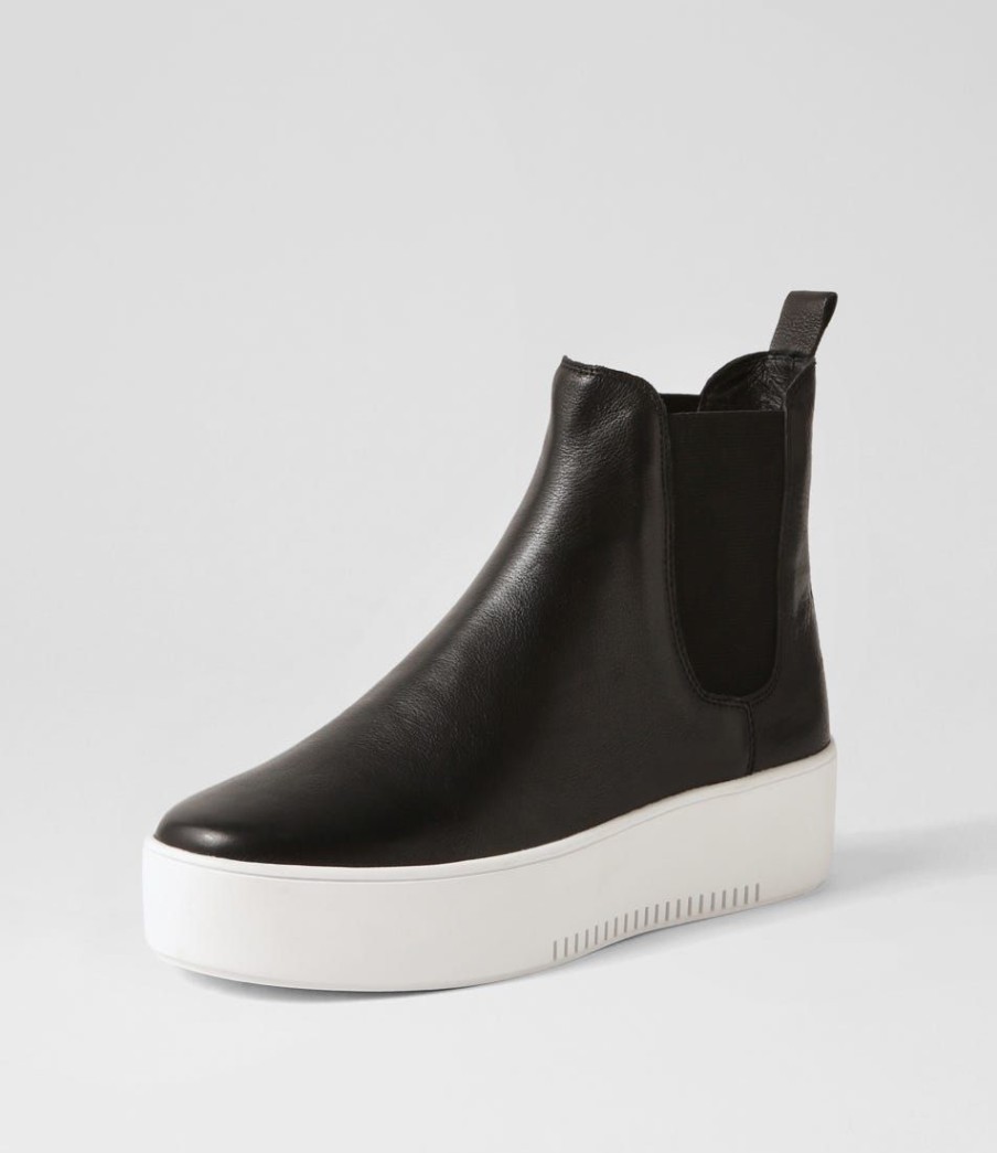 Shoes DJANGO & JULIETTE | Wylder Black White Leather Elastic Chelsea Boots