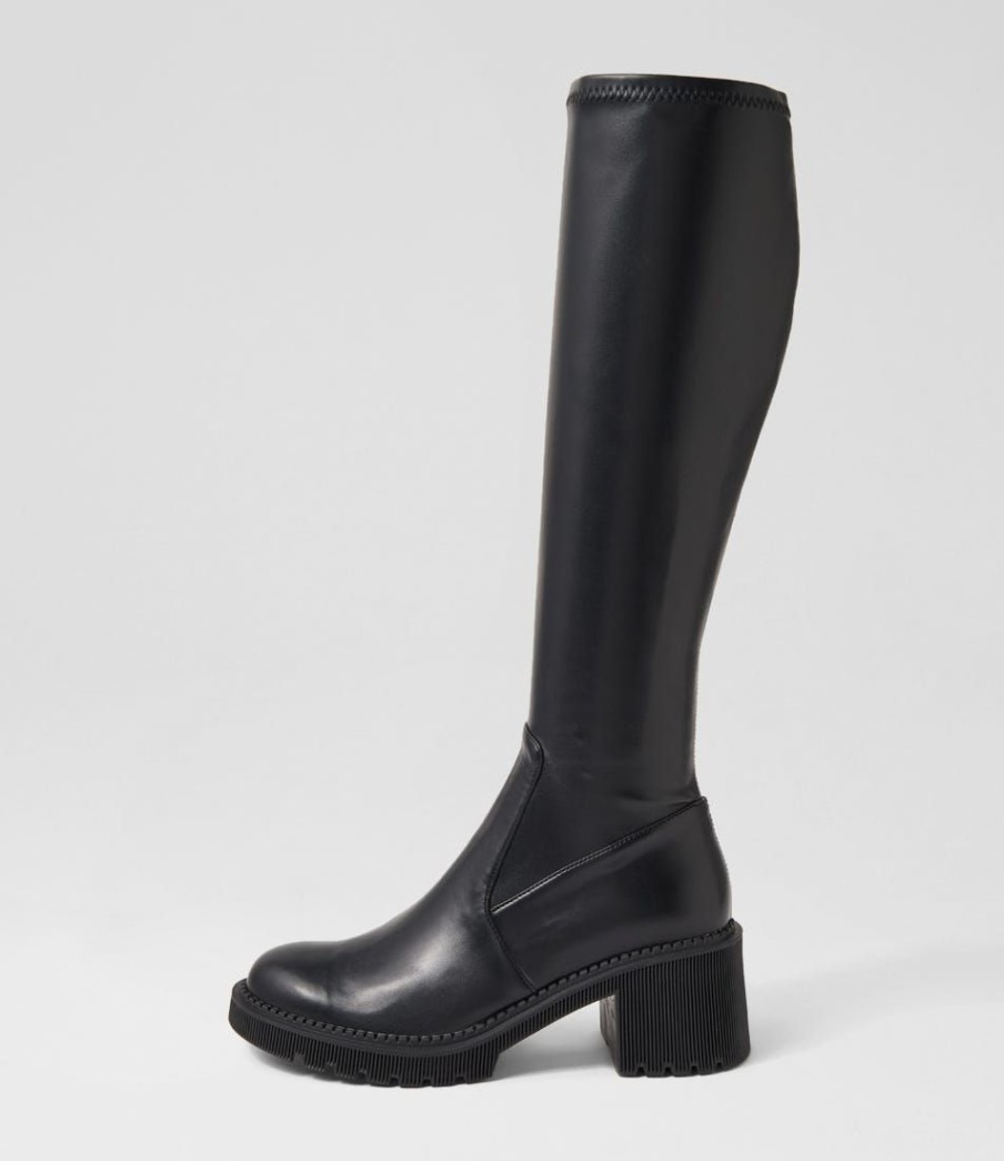 Shoes DJANGO & JULIETTE | Zina Black Stretch Knee High Boots