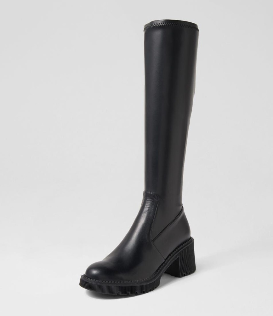 Shoes DJANGO & JULIETTE | Zina Black Stretch Knee High Boots