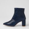 Shoes DJANGO & JULIETTE | Glister Navy Jewel Fabric Ankle Boots