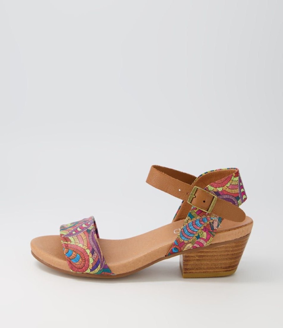 Shoes TOP END | Control Bright Harlequin Dark Tan Leather Sandals