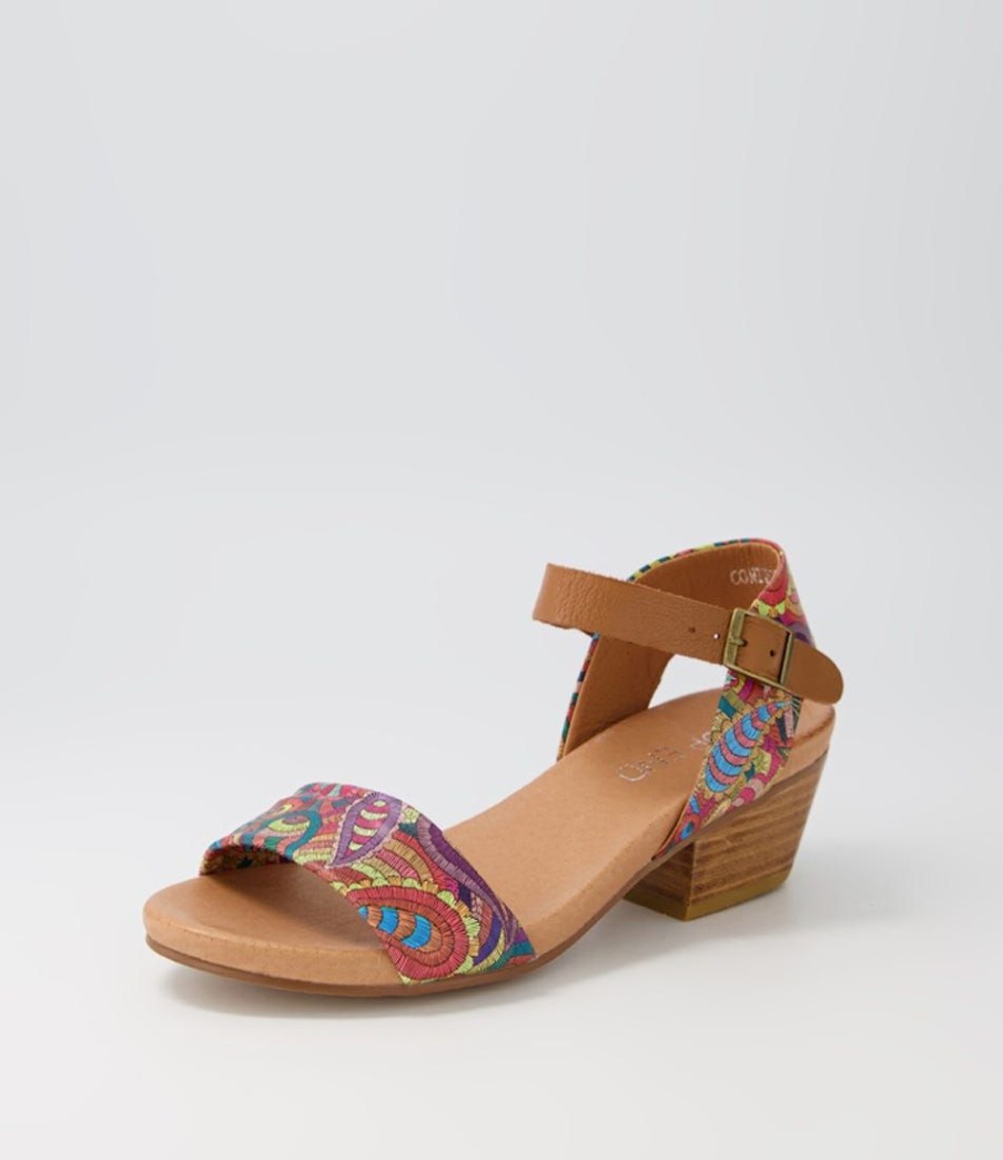 Shoes TOP END | Control Bright Harlequin Dark Tan Leather Sandals