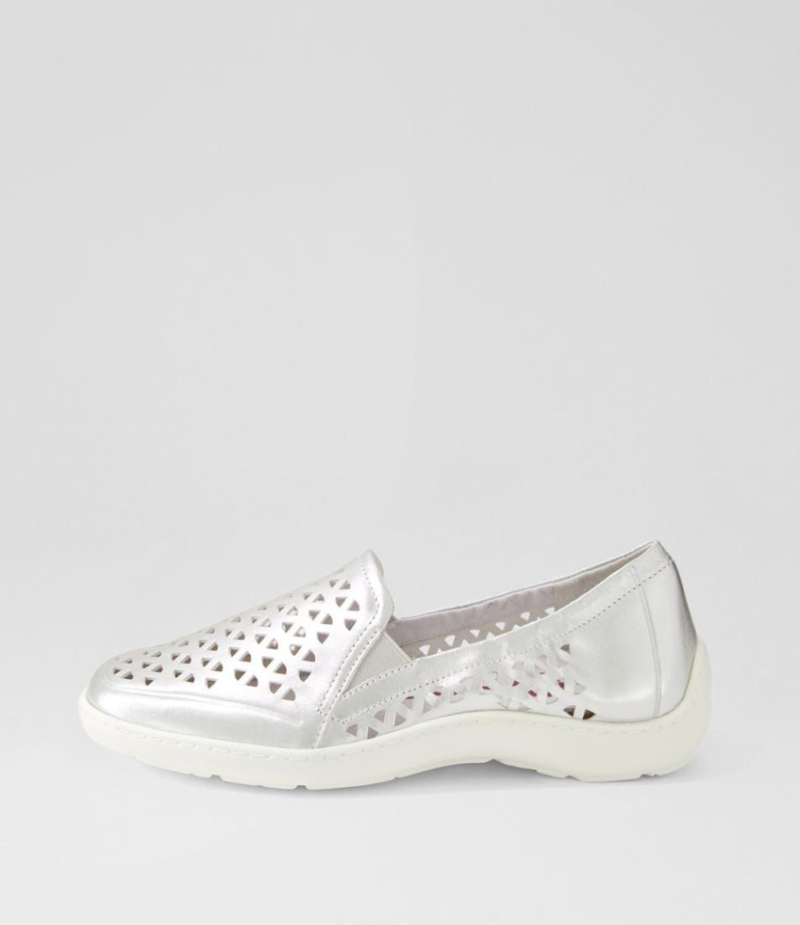 Shoes ZIERA | Wavada Xf Silver White Leather Loafers