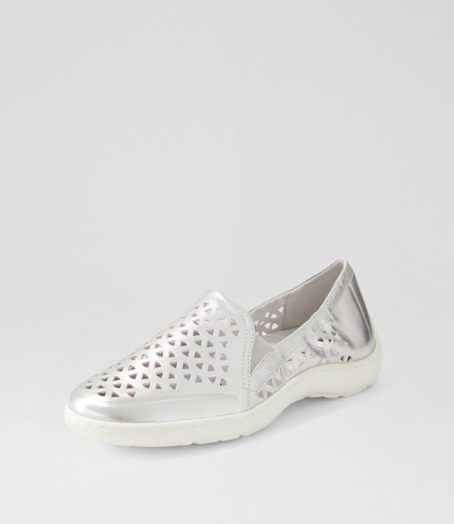 Shoes ZIERA | Wavada Xf Silver White Leather Loafers