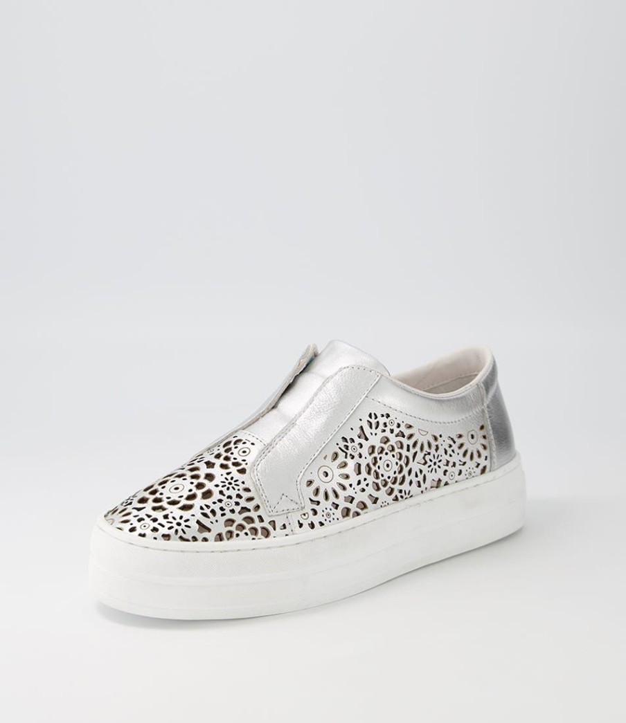 Shoes DJANGO & JULIETTE | Seong Silver White Leather Sneakers