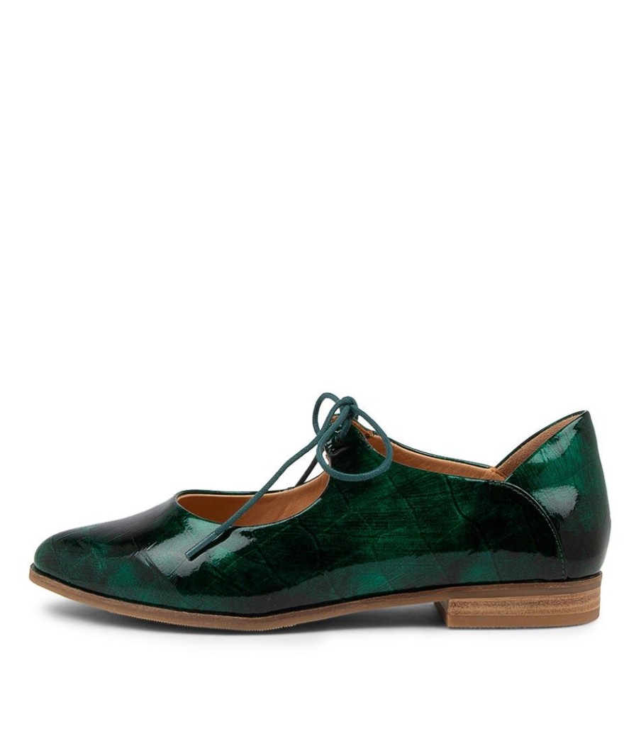 Shoes ZIERA | Oceany Xf Emerald Patent Leather Lace-Ups