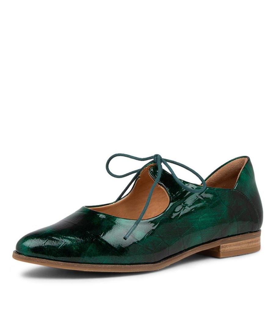 Shoes ZIERA | Oceany Xf Emerald Patent Leather Lace-Ups