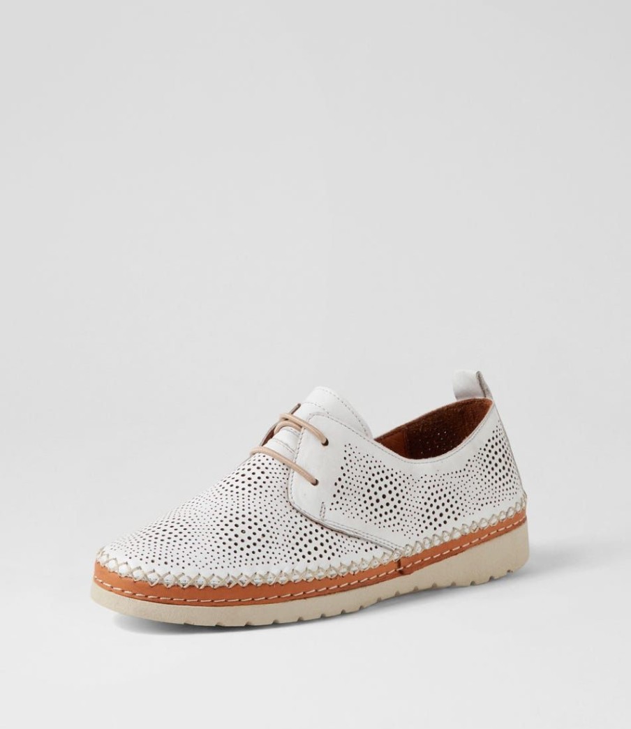 Shoes DIANA FERRARI | Mamy White Tan Leather Flat Shoes