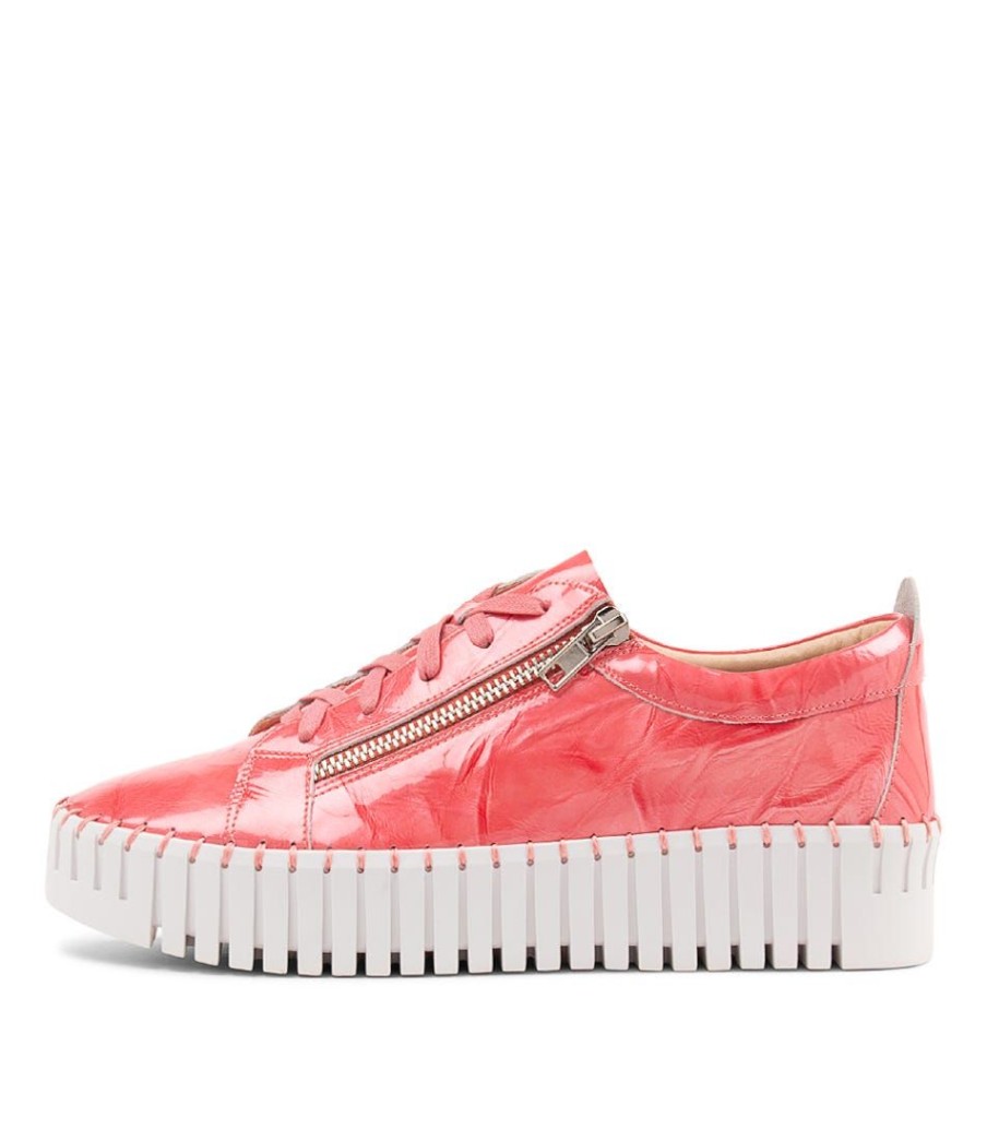 Shoes DJANGO & JULIETTE | Bump Coral Shrunken Patent Sneakers Ws