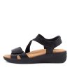 Shoes ZIERA | Newz Xw Black Leather Elastic Sandals