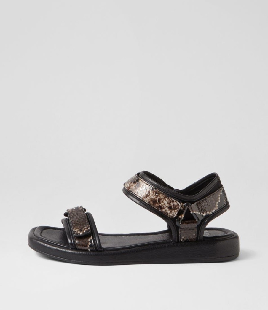 Shoes MOLLINI | Rising Brown Black Snake Leather Sandals