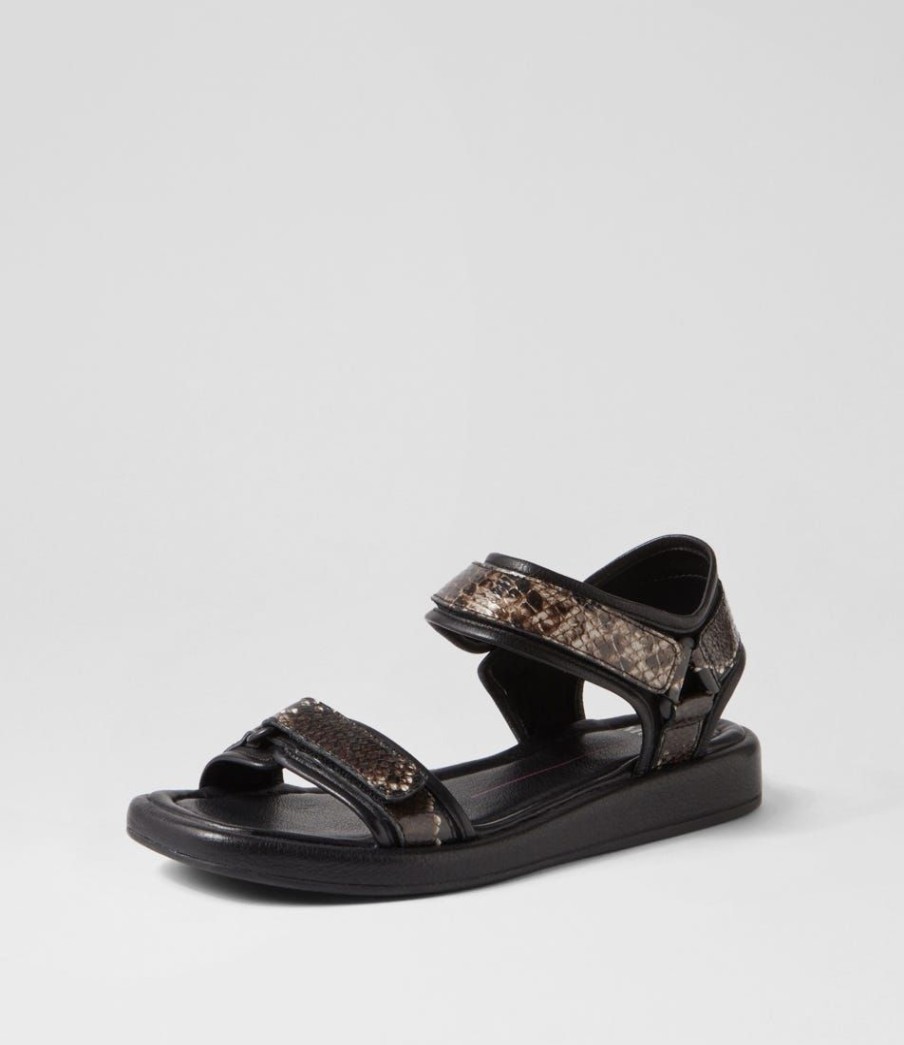 Shoes MOLLINI | Rising Brown Black Snake Leather Sandals