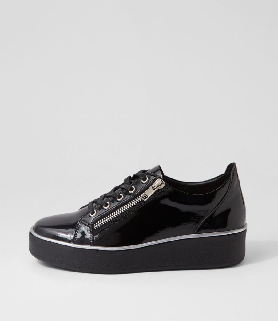 Shoes ZIERA | Zissy W Black Wrinkle Patent Sneakers