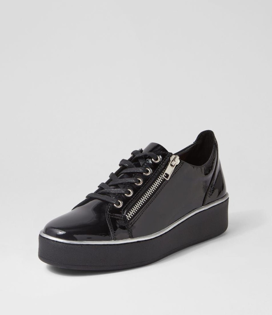 Shoes ZIERA | Zissy W Black Wrinkle Patent Sneakers