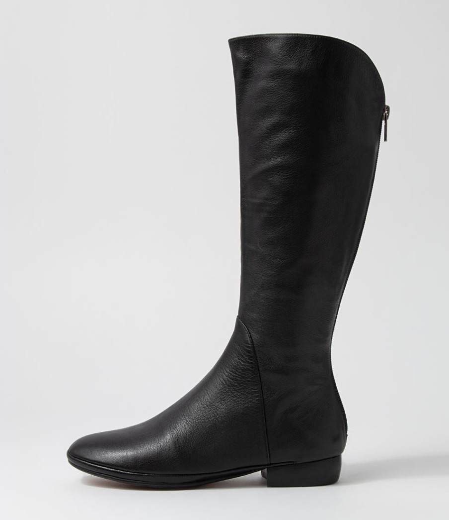 Shoes DIANA FERRARI | Rose Black Leather Knee High Boots