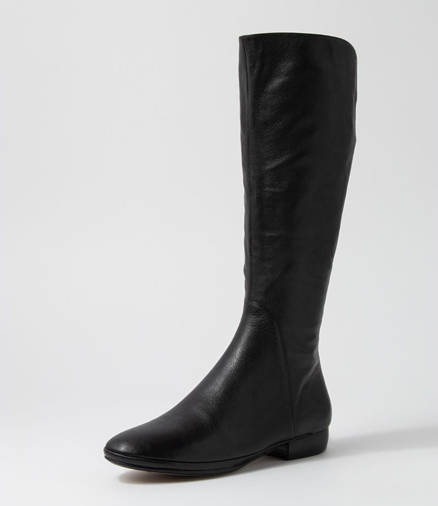 Shoes DIANA FERRARI | Rose Black Leather Knee High Boots