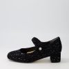 Shoes ZIERA | Kitty W Black Sparkle Suede Mary Jane Heels