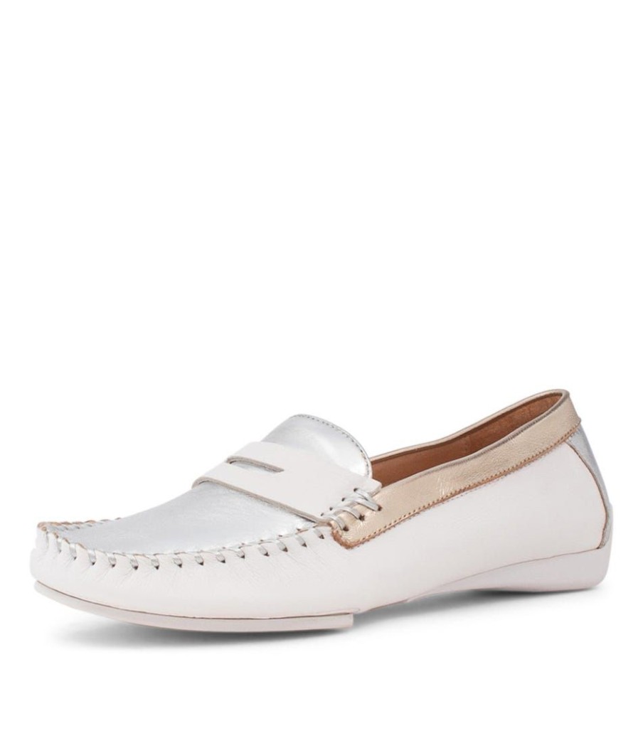 Shoes DJANGO & JULIETTE | Leisa White Metallic Multi Loafers